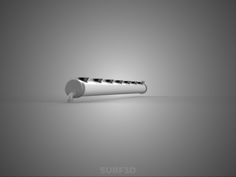 水耕栽培 PVC チューブ 根 植物 チャンネル エンドキャップ ネットポット 列 3Dモデル