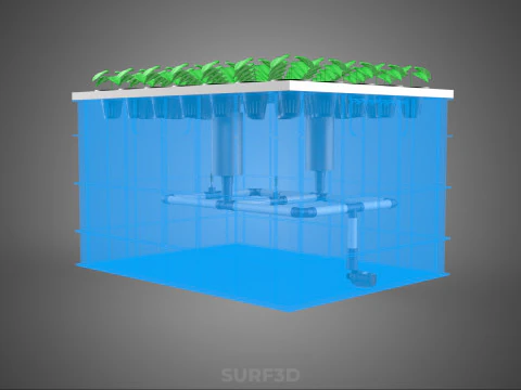 PLASTIC WATER TANK STORAGE CONTAINER AEROPONIC PLANT GROW FARM 3D Model