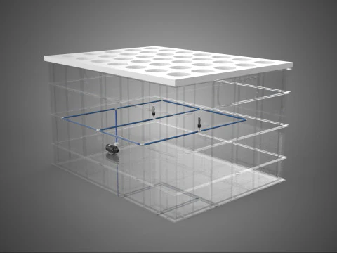 सिंचाई नली छिड़काव लेआउट एरोपोनिक प्लांट होल खेती 3D मॉडल