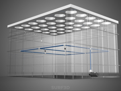 TATA LETAK PENYEMPROTAN SELANG IRIGASI BUDIDAYA LUBANG TANAMAN AEROPONIK Model 3D