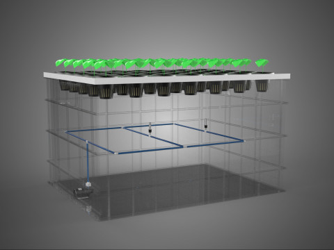 PRZEZROCZYSTY AEROPONICZNY ZBIORNIK NA UPRAWY ROŚLIN DONICZKI Z POMPĄ PODSTAWA DO UPRAW Model 3D