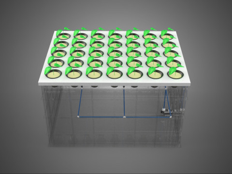 PRZEZROCZYSTY AEROPONICZNY ZBIORNIK NA UPRAWY ROŚLIN DONICZKI Z POMPĄ PODSTAWA DO UPRAW Model 3D