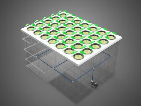 TRANSPARENT AEROPONIC PLANT CROP TANK NET POTS PUMP GROWING TRAY 3D Model