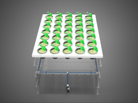 PRZEZROCZYSTY AEROPONICZNY ZBIORNIK NA UPRAWY ROŚLIN DONICZKI Z POMPĄ PODSTAWA DO UPRAW Model 3D