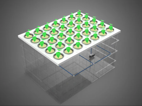 TRANSPARENT AEROPONIC PLANT CROP TANK NET POTS PUMP GROWING TRAY 3D Model