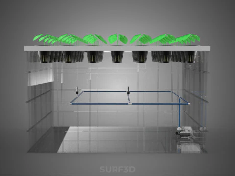 TRANSPARENT AEROPONIC PLANT CROP TANK NET POTS PUMP GROWING TRAY 3D Model