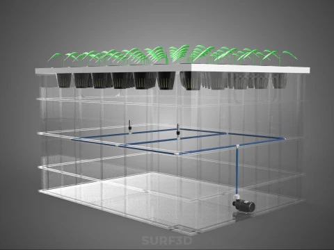 TRANSPARENT AEROPONIC PLANT CROP TANK NET POTS PUMP GROWING TRAY 3D Model