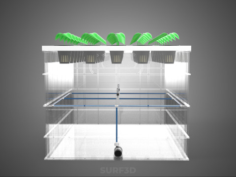 PRZEZROCZYSTY AEROPONICZNY ZBIORNIK NA UPRAWY ROŚLIN DONICZKI Z POMPĄ PODSTAWA DO UPRAW Model 3D