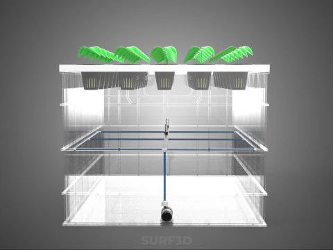 TRANSPARENT AEROPONIC PLANT CROP TANK NET POTS PUMP GROWING TRAY 3D Model