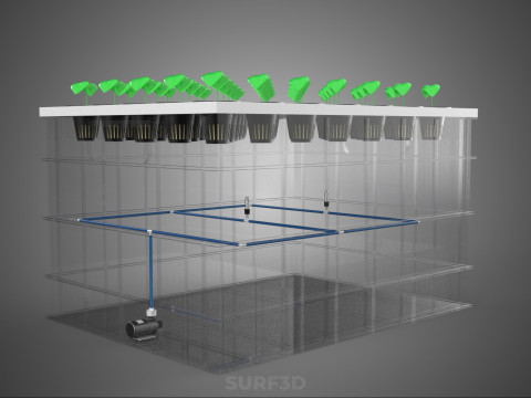 PRZEZROCZYSTY AEROPONICZNY ZBIORNIK NA UPRAWY ROŚLIN DONICZKI Z POMPĄ PODSTAWA DO UPRAW Model 3D