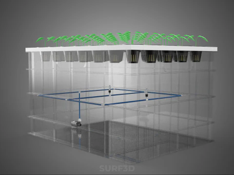 TRANSPARENT AEROPONIC PLANT CROP TANK NET POTS PUMP GROWING TRAY 3D Model