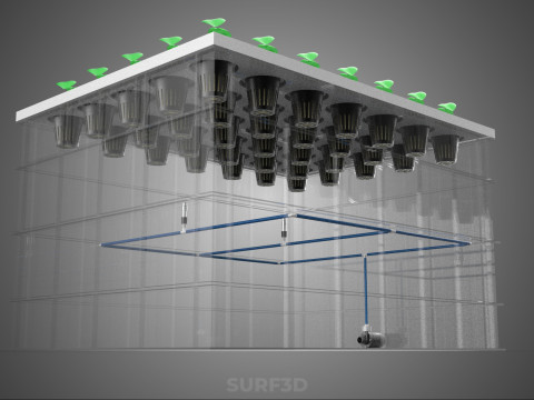 PRZEZROCZYSTY AEROPONICZNY ZBIORNIK NA UPRAWY ROŚLIN DONICZKI Z POMPĄ PODSTAWA DO UPRAW Model 3D