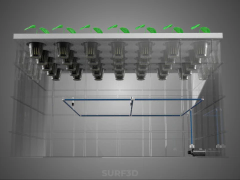 TRANSPARENT AEROPONIC PLANT CROP TANK NET POTS PUMP GROWING TRAY 3D Model