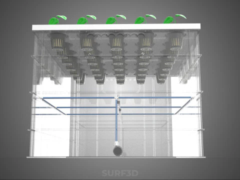 TRANSPARENT AEROPONIC PLANT CROP TANK NET POTS PUMP GROWING TRAY 3D Model