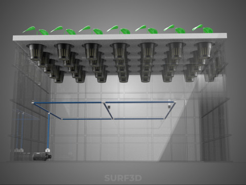 PRZEZROCZYSTY AEROPONICZNY ZBIORNIK NA UPRAWY ROŚLIN DONICZKI Z POMPĄ PODSTAWA DO UPRAW Model 3D