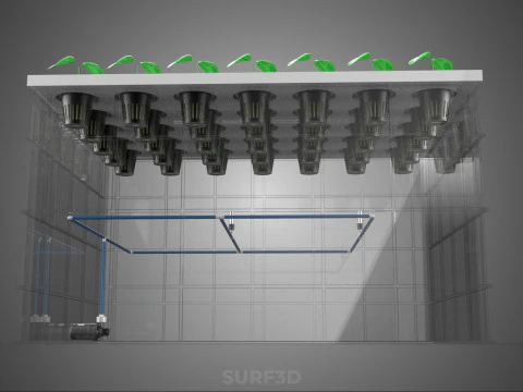 TRANSPARENT AEROPONIC PLANT CROP TANK NET POTS PUMP GROWING TRAY 3D Model