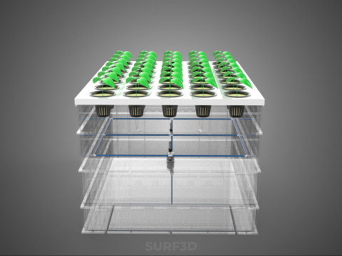 PRZEZROCZYSTY AEROPONICZNY ZBIORNIK NA UPRAWY ROŚLIN DONICZKI Z POMPĄ PODSTAWA DO UPRAW Model 3D