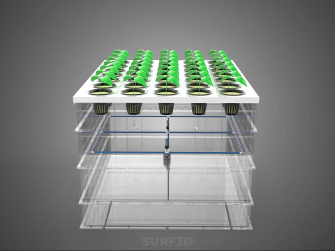 TRANSPARENT AEROPONIC PLANT CROP TANK NET POTS PUMP GROWING TRAY 3D Model