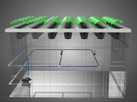 PRZEZROCZYSTY AEROPONICZNY ZBIORNIK NA UPRAWY ROŚLIN DONICZKI Z POMPĄ PODSTAWA DO UPRAW Model 3D