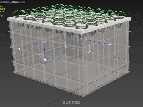 TRANSPARENT AEROPONIC PLANT CROP TANK NET POTS PUMP GROWING TRAY 3D Model