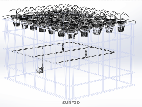 PRZEZROCZYSTY AEROPONICZNY ZBIORNIK NA UPRAWY ROŚLIN DONICZKI Z POMPĄ PODSTAWA DO UPRAW Model 3D