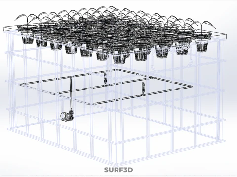 TRANSPARENT AEROPONIC PLANT CROP TANK NET POTS PUMP GROWING TRAY 3D Model