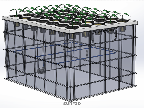 PRZEZROCZYSTY AEROPONICZNY ZBIORNIK NA UPRAWY ROŚLIN DONICZKI Z POMPĄ PODSTAWA DO UPRAW Model 3D