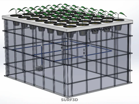 TRANSPARENT AEROPONIC PLANT CROP TANK NET POTS PUMP GROWING TRAY 3D Model