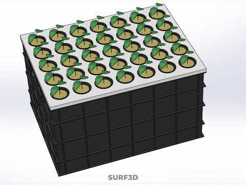VERTICAL FARMING MODULE AEROPONIC HYDROPONIC PLANT TRAY GARDEN 3D Model