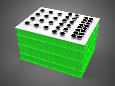 MÓDULO DE BURACOS DE CAIXA DE CÂMARA DE CRESCIMENTO DE PLANTAS DE AGRICULTURA AEROPÔNICA VERTICAL Modelo 3D