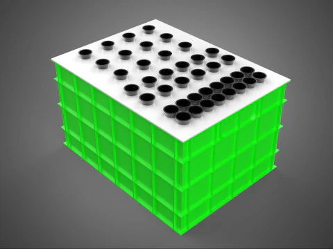 VERTICAL AEROPONIC FARMING PLANT GROWTH CHAMBER BOX HOLES MODULE 3D Model