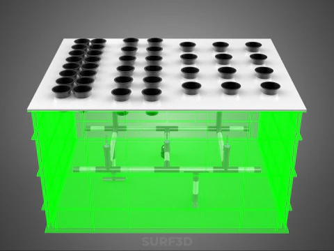 VERTICAL AEROPONIC FARMING PLANT GROWTH CHAMBER BOX HOLES MODULE 3D Model