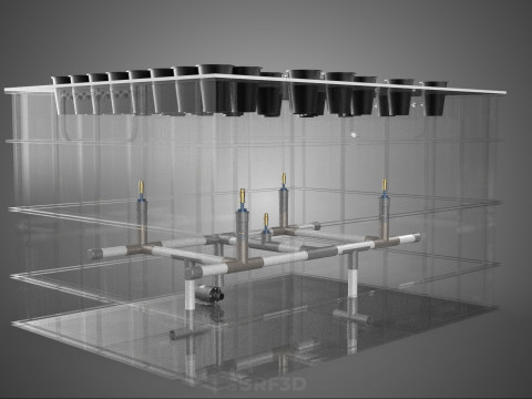 फार्म गार्डन एरोपोनिक मिस्टिंग चैम्बर पोषक तत्व वितरण स्प्रेयर 3D मॉडल