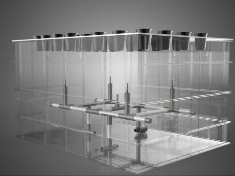 फार्म गार्डन एरोपोनिक मिस्टिंग चैम्बर पोषक तत्व वितरण स्प्रेयर 3D मॉडल