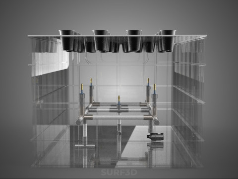 फार्म गार्डन एरोपोनिक मिस्टिंग चैम्बर पोषक तत्व वितरण स्प्रेयर 3D मॉडल