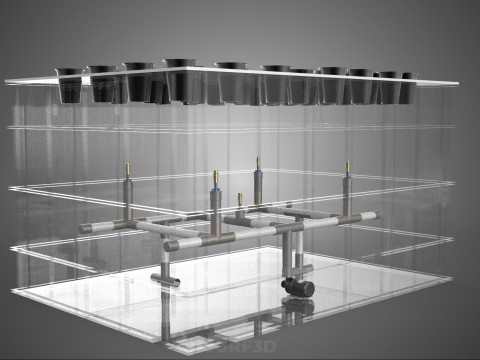 फार्म गार्डन एरोपोनिक मिस्टिंग चैम्बर पोषक तत्व वितरण स्प्रेयर 3D मॉडल