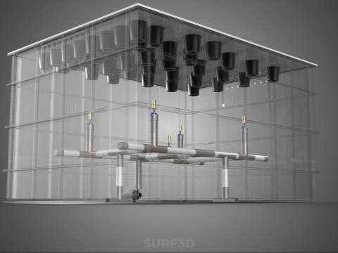 फार्म गार्डन एरोपोनिक मिस्टिंग चैम्बर पोषक तत्व वितरण स्प्रेयर 3D मॉडल