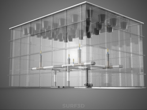 फार्म गार्डन एरोपोनिक मिस्टिंग चैम्बर पोषक तत्व वितरण स्प्रेयर 3D मॉडल