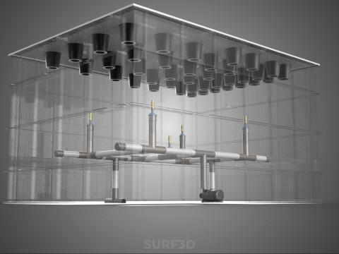 फार्म गार्डन एरोपोनिक मिस्टिंग चैम्बर पोषक तत्व वितरण स्प्रेयर 3D मॉडल