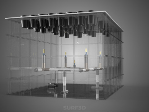 फार्म गार्डन एरोपोनिक मिस्टिंग चैम्बर पोषक तत्व वितरण स्प्रेयर 3D मॉडल