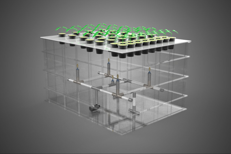 묘목 에어로포닉 박스 그리드 식물 뿌리 트레이 재배 정원 3D 모델 .c4d .max .obj .3ds .fbx .stl .blend 