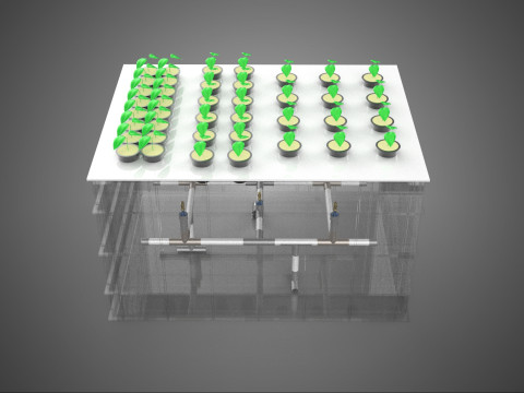 묘목 에어로포닉 박스 그리드 식물 뿌리 트레이 재배 정원 3D 모델