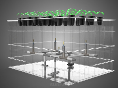 묘목 에어로포닉 박스 그리드 식물 뿌리 트레이 재배 정원 3D 모델
