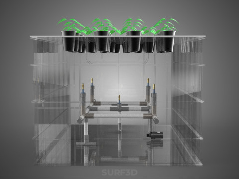 묘목 에어로포닉 박스 그리드 식물 뿌리 트레이 재배 정원 3D 모델