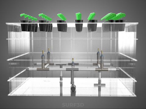 묘목 에어로포닉 박스 그리드 식물 뿌리 트레이 재배 정원 3D 모델