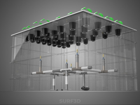 묘목 에어로포닉 박스 그리드 식물 뿌리 트레이 재배 정원 3D 모델