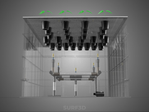 묘목 에어로포닉 박스 그리드 식물 뿌리 트레이 재배 정원 3D 모델
