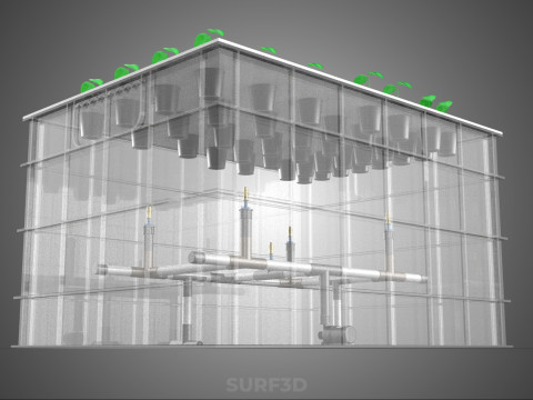 묘목 에어로포닉 박스 그리드 식물 뿌리 트레이 재배 정원 3D 모델