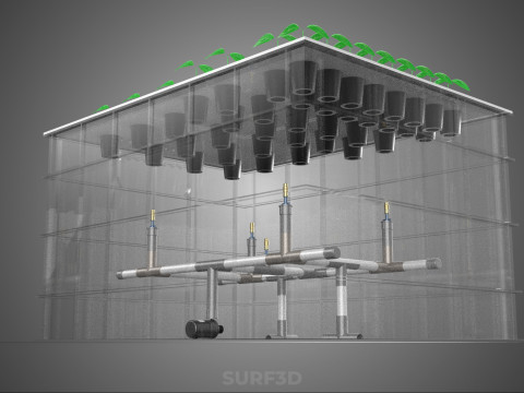묘목 에어로포닉 박스 그리드 식물 뿌리 트레이 재배 정원 3D 모델