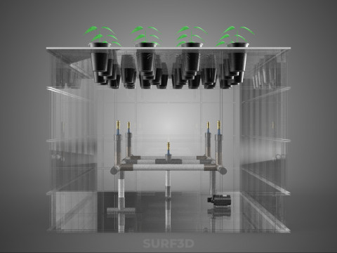 묘목 에어로포닉 박스 그리드 식물 뿌리 트레이 재배 정원 3D 모델